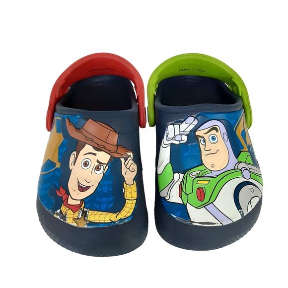Crocs Disney Toy Story Buzz & Woody Clogs Blue Slip On Comfort Boys 8 Water Shoe - Picture 2 of 9